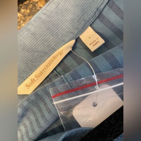 NWT Soft Surroundings Blue Stripe Commelina Kimono Top L - Picture 7 of 8